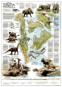Dinosaurs of North American poster map (tubed)