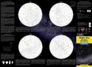 Southern hemisphere night sky folded map